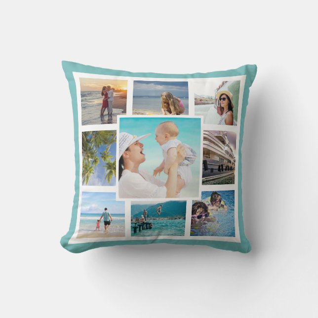 DIY 9 Favorite Family Photos Custom Throw Pillow (Front)