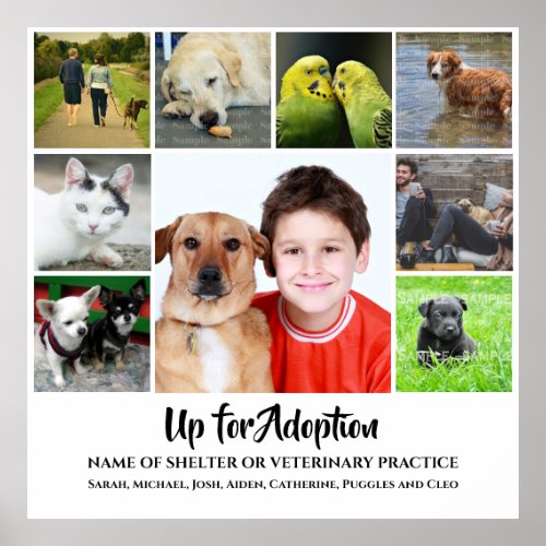 DIY 9 photo  Adopt animal shelter vet white Poster
