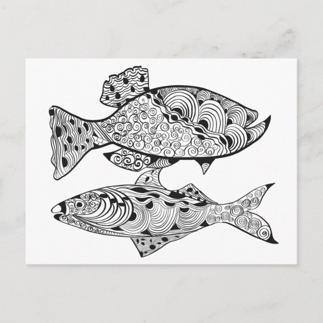 DIY adult color in fish design Postcard (Front)