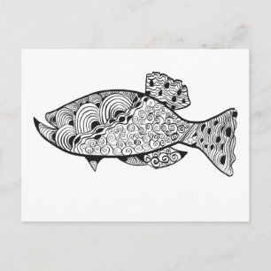 DIY Adult coloring fish design Postcard