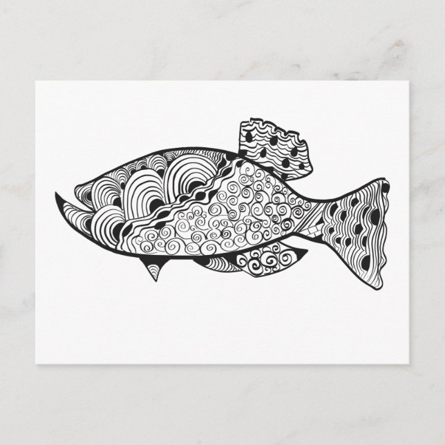 DIY Adult coloring fish design Postcard (Front)