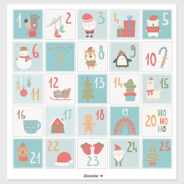DIY Advent Calendar Stickers classic Christmas  (Sheet)