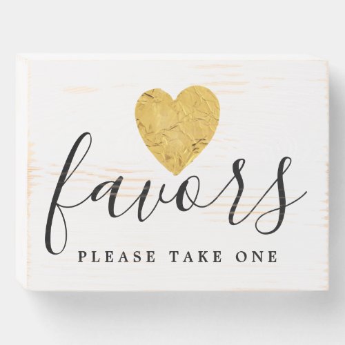 DIY Affordable Gold Foil Heart Wedding Favor Wooden Box Sign