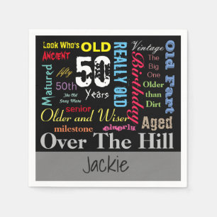 DIY Age   50th Happy Birthday   Milestone Paper Napkins