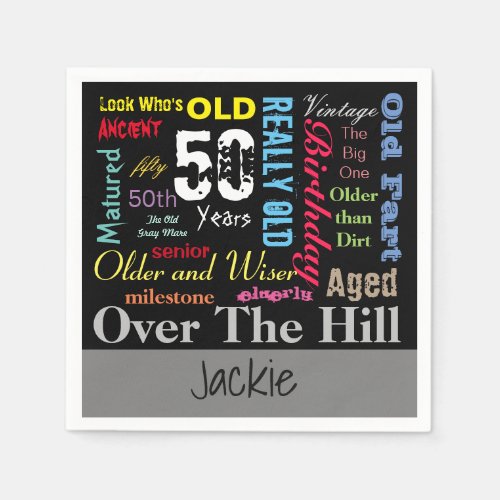 DIY Age  50th Happy Birthday  Milestone Paper Napkins