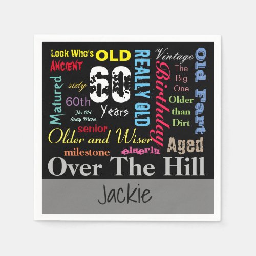 DIY Age  60th Happy Birthday  Milestone Napkins