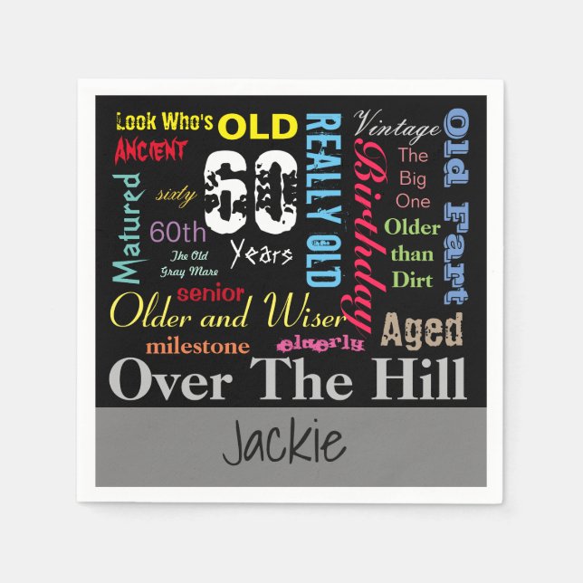 DIY Age | 60th Happy Birthday | Milestone Napkins (Front)