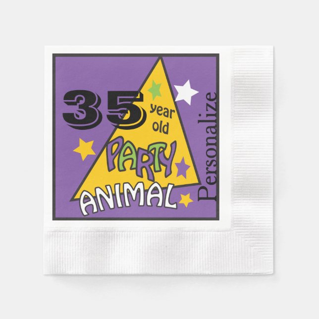 (DIY Age) Purple Party Animal Birthday Napkins (Front)