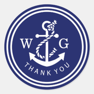 DIY Anchor Monogram Wedding Seals Favor Tag TY