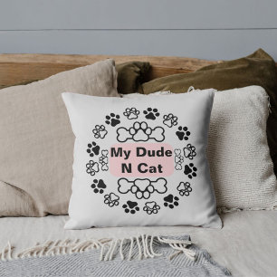 DIY Animal Pet Friends BFF Cat Dat Quote Paw Gray Throw Pillow