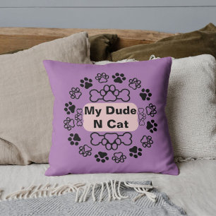 DIY Animal Pet Friends Cat Dad Quote Paw Lavender Throw Pillow