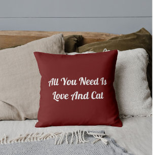 DIY Animal Pet Lover Cat Mom White Quote  On Red Throw Pillow