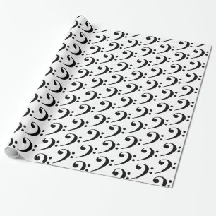 DIY Any Color/Black Music Bass Clef Wrapping Paper