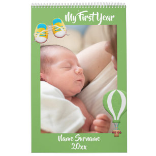 DIY baby photo   booties hot air balloon green Calendar