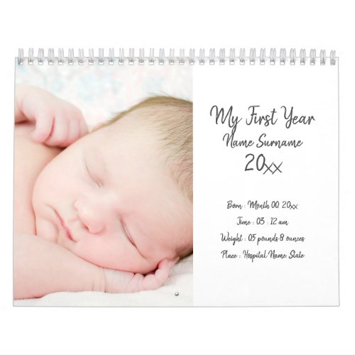 DIY baby photo first year new parents keepsake Calendar