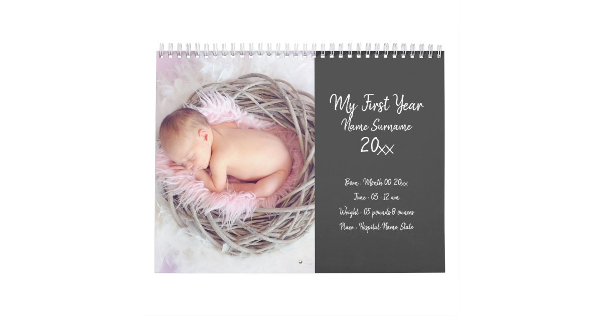 DIY baby photo first year new parents picture chic Calendar | Zazzle