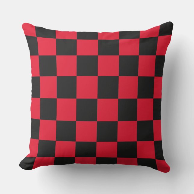 DIY Background Color, Black Checker Pattern Throw Pillow (Front)