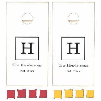 DIY Background Color, Black Frame Initial Monogram Cornhole Set