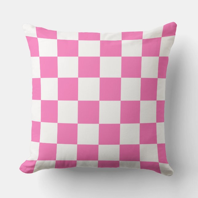 DIY Background Color, Hot Pink Checker Pattern Throw Pillow (Front)