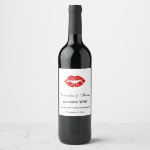 DIY Background Color, Red Lipstick Kiss Design Wine Label