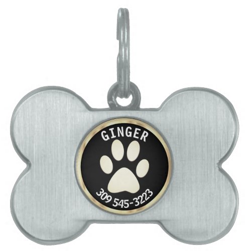 DIY Background Color with Paw  Personalize Pet ID Tag