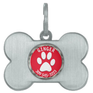 DIY Background Color with White Paw    Personalize Pet ID Tag