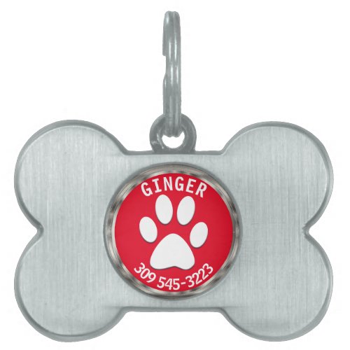 DIY Background Color with White Paw   Personalize Pet ID Tag