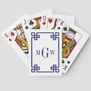 DIY Background Greek Key Fancy Navy Blue Framed 3I Poker Cards