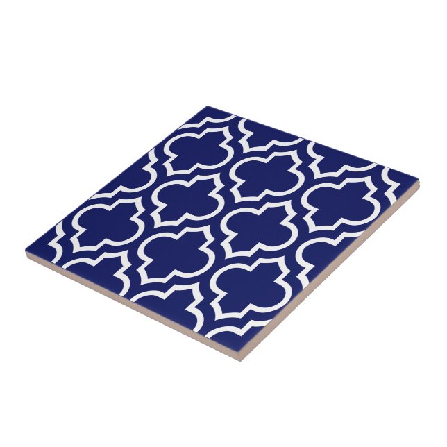 DIY Background Moroccan Quatrefoil Pattern White B Ceramic Tile (Side)