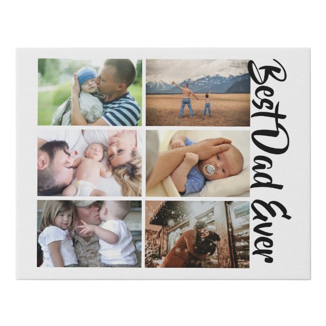 DIY Best dad ever 6 photo picture newborn Faux Canvas Print (Front)