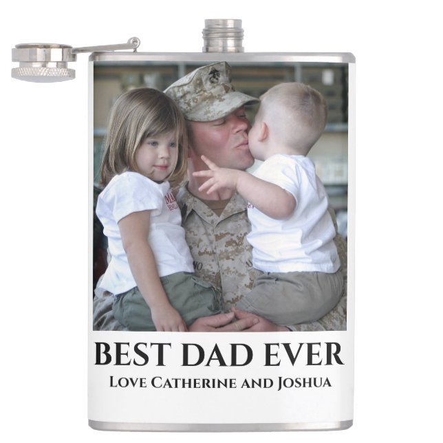 DIY best dad ever photo from children fathers day Flask (Opened)
