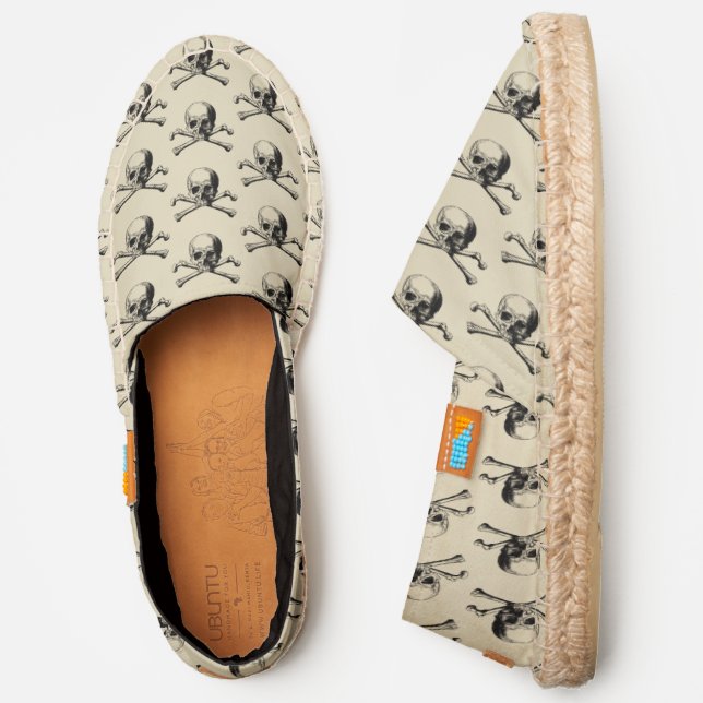 DIY BG Black Pirate Skull & Crossbones Natural Cnv Espadrilles (Side)