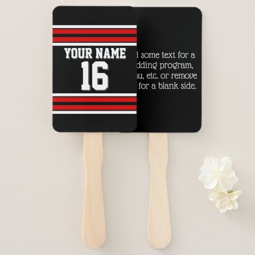 DIY BG Black Red Team Jersey Custom Number Name Hand Fan