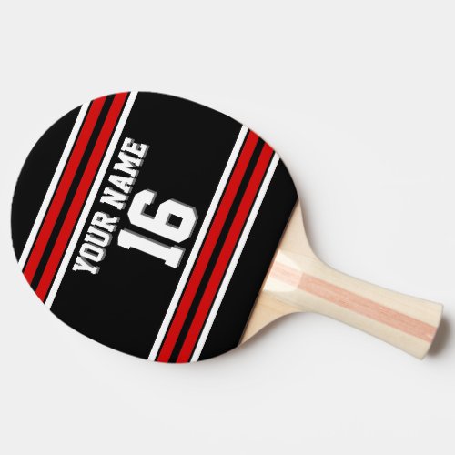 DIY BG Black Red Team Jersey Custom Number Name Ping Pong Paddle
