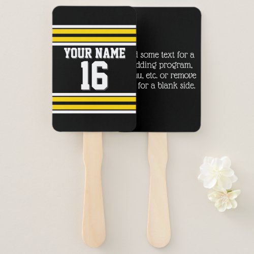 DIY BG Black Yellow Team Jersey Custom Number Name Hand Fan