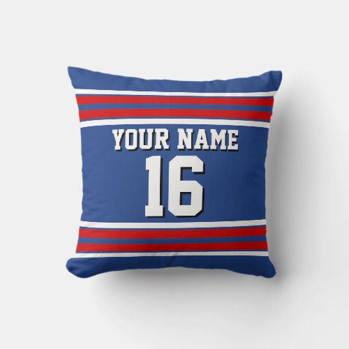 DIY BG Blue 1e428a Red White Stripes Team Jersey Throw Pillow