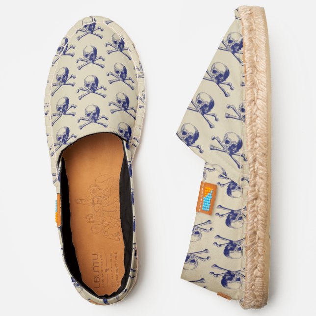 DIY BG Blue Pirate Skull & Crossbones Natural Cnv Espadrilles (Side)