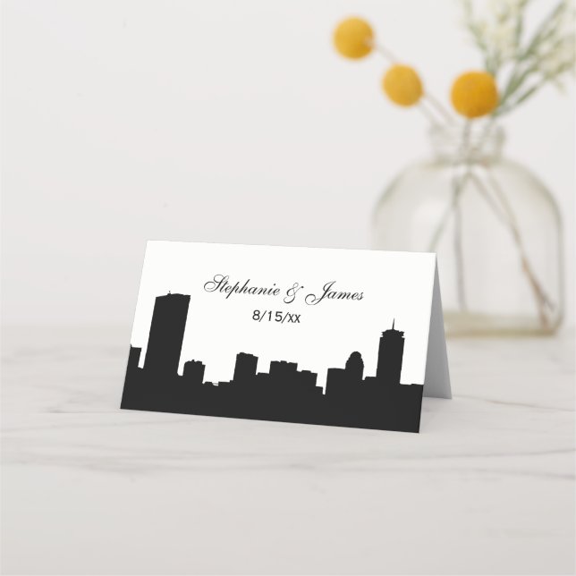 DIY BG Boston Skyline Silhouette Escort Cards (Front)