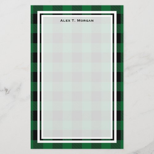 DIY BG Buffalo Plaid Tartan Black Forest Green 2 Stationery