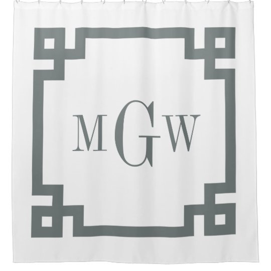 Diy Bg Charcoal Gray Greek Key 2 Framed 3i Monogm Shower Curtain