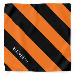 DIY BG Color, Black Diag Stripe #3 Orange Bandana