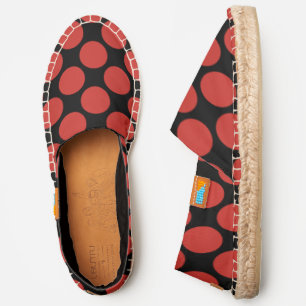 DIY BG Color Black Fixed BG, Red Polka Dots Espadrilles