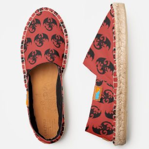 DIY BG Color Black Mystical Dragon #7 Red Canvas Espadrilles