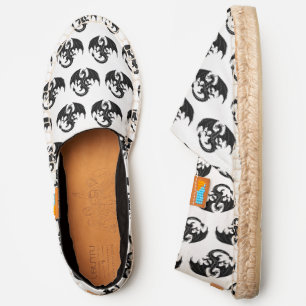 DIY BG Color Black Mystical Dragon #7 White Canvas Espadrilles