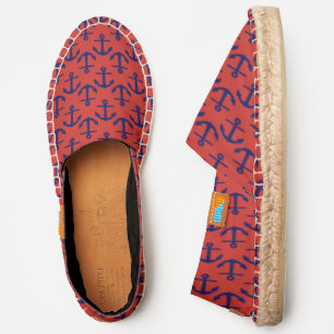 DIY BG Color Blue Nautical Anchors Pattern Red Can Espadrilles