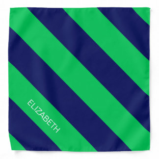 DIY BG Color, Emerald Diag Stripe #3 Navy Bandana