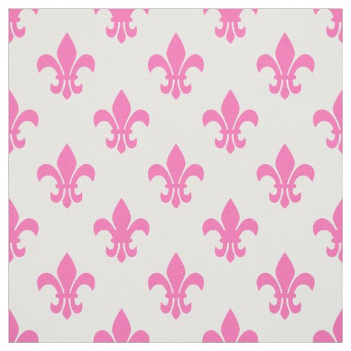 DIY BG Color, Hot Pink Fleur De Lis Sz6 White Fabric | Zazzle