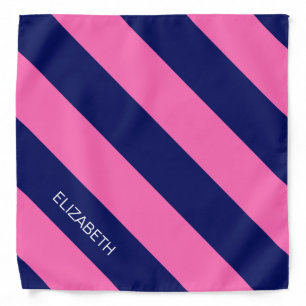 DIY BG Color Navy Blue Diag Stripe #3 Hot Pink Bandana