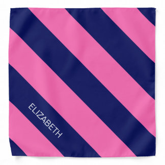 DIY BG Color Navy Blue Diag Stripe #3 Hot Pink Bandana