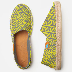 DIY BG Color Yellow Tribal Triangles, Gray Canvas Espadrilles
